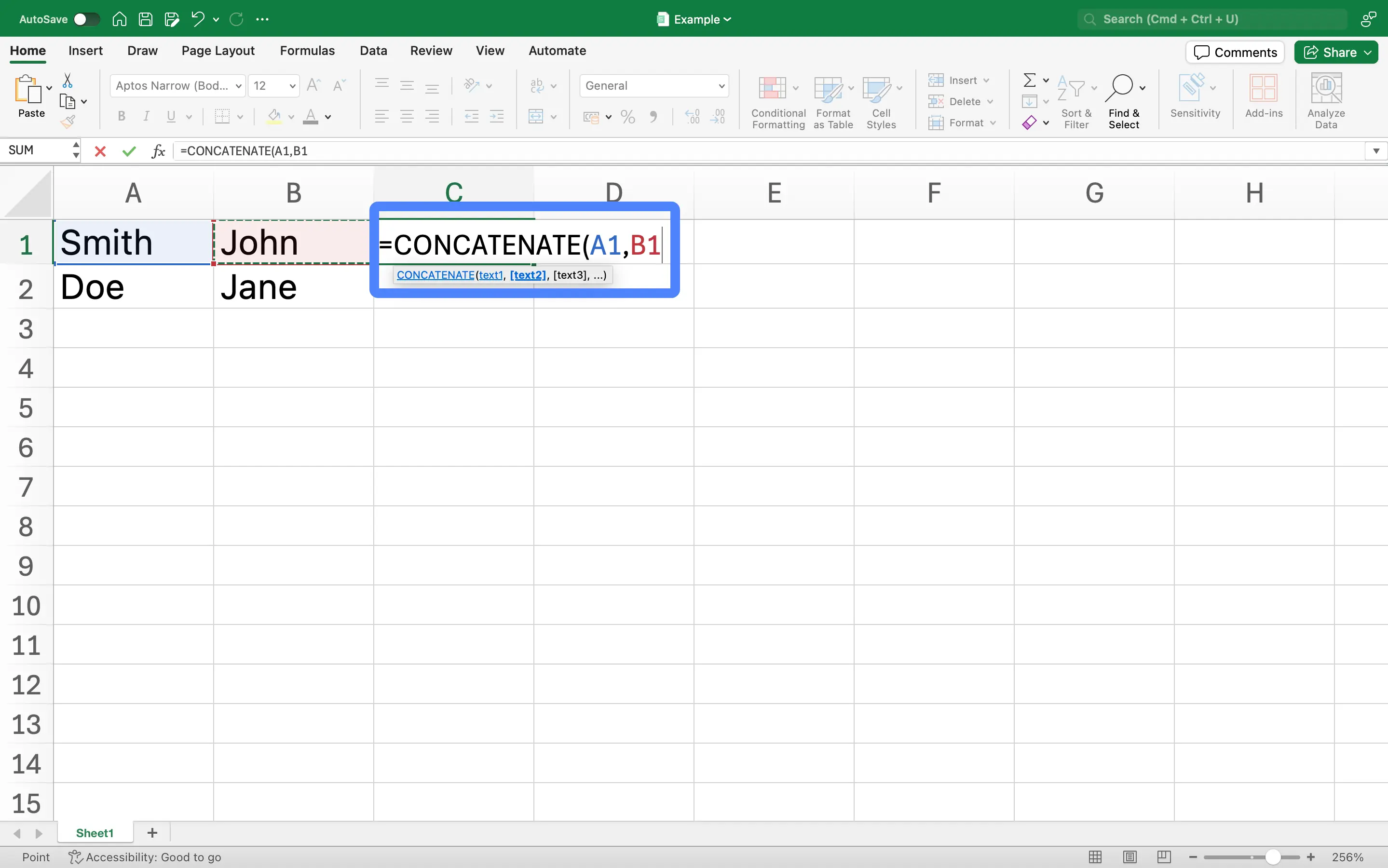 Step 3: Select the Cells to Combine